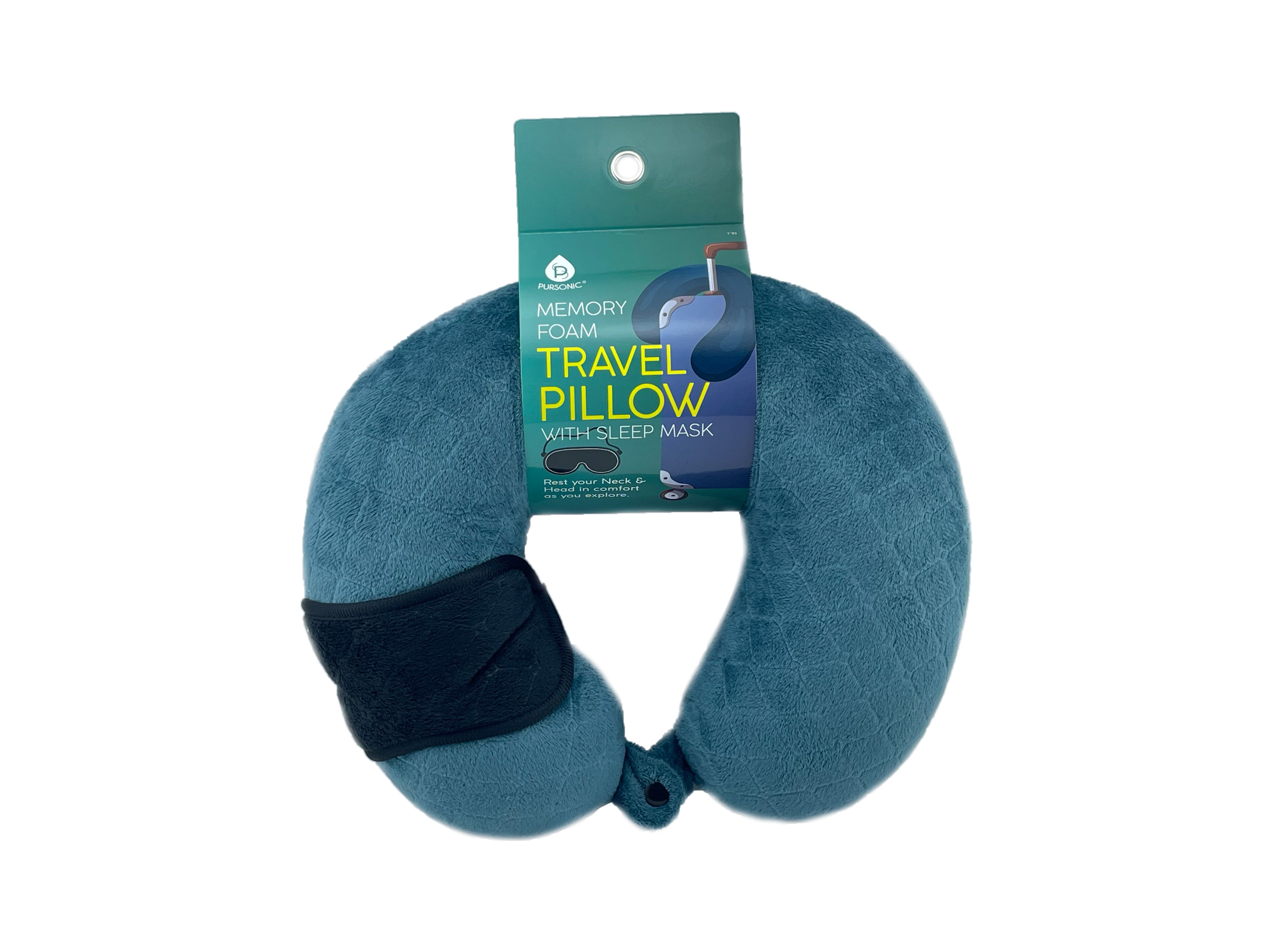 Pursonic Memory Foam Travel Pillow With Sleep Mask Comfort - Rosetta Creative Boutique